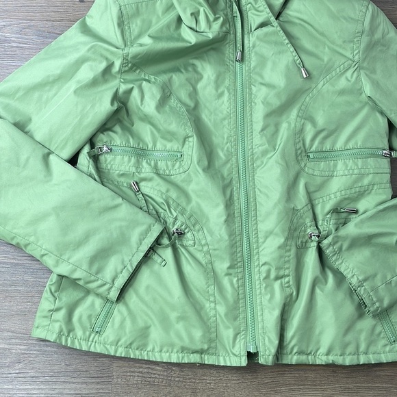 Gallery Petites Zip Up Lime Green Windbreaker Light Weight Jacket, size PS - Picture 6 of 12